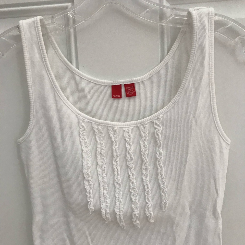 ESPRIT Ruffled White TANK TOP - Picture 4 of 8